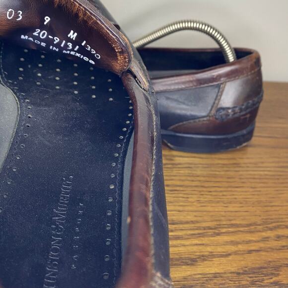 Johnston & Murphy Mens Tassel Two Toned Black Brown Leather Woven Loafers 9 M - Picture 7 of 7